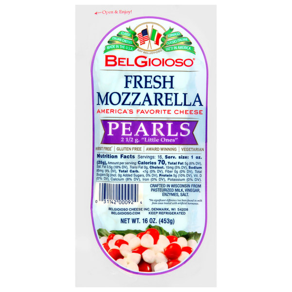 Packaged Cheese BelGioioso Fresh Mozzarella Pearl Log hero