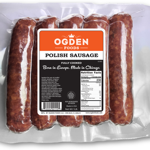 Hot Dogs, Bacon & Sausage Ogden Foods Fully Cooked Polish Sausage hero