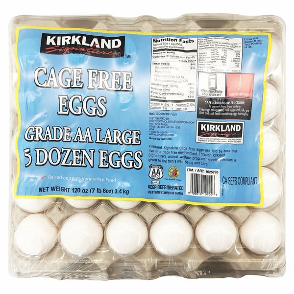 Eggs Pearl Valley Farms, Inc. Kirkland Signature Eggs, Large, 5 dozen-count hero