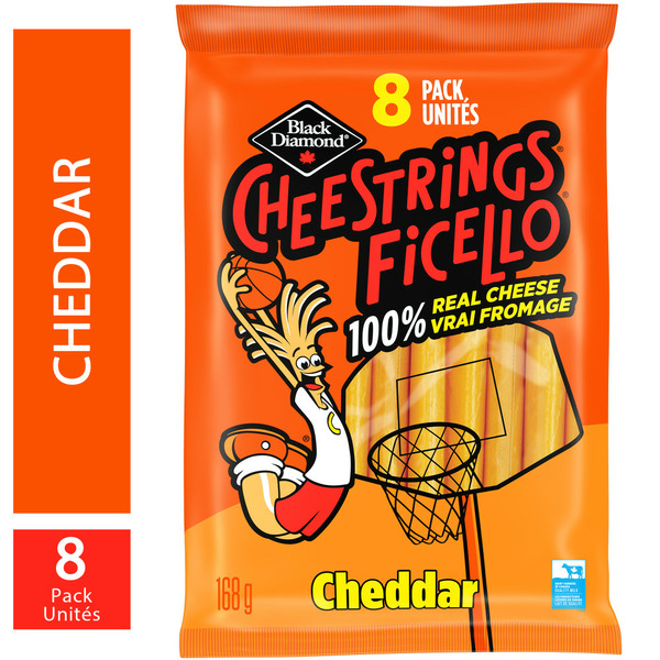 Packaged Cheese Black Diamond Cheestrings Ficello Cheddar Cheese hero