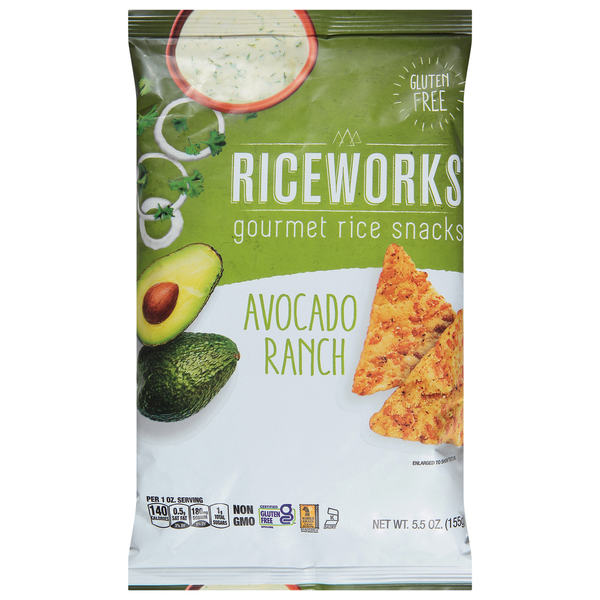 Riceworks Rice Snacks, Avocado Ranch, Gourmet hero