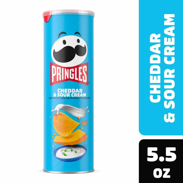 Snacks Pringles Potato Crisps Chips, Lunch Snacks, On-The-Go Snacks, Cheddar and Sour Cream hero