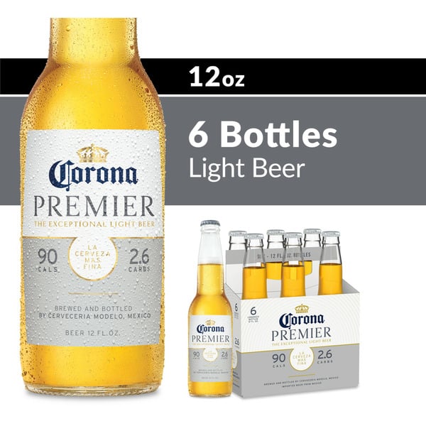 Beers & Coolers Corona Premier Mexican Lager Import Lower Calorie* Light Beer Bottles hero