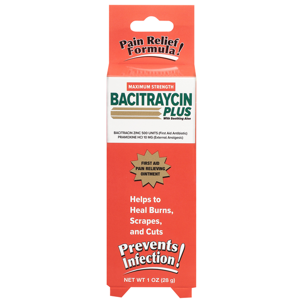 First Aid Bacitraycin Plus First Aid Pain Reliever, Maximum Strength, Ointment hero