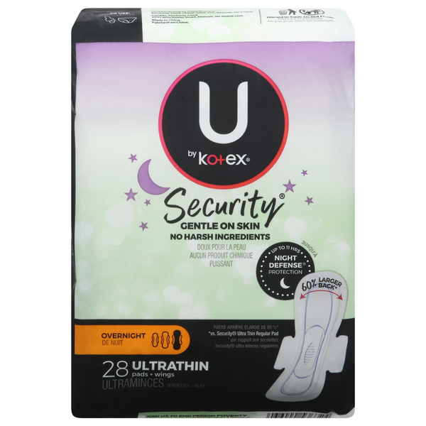 Feminine Care Kotex Clean & Secure Ultra Thin Overnight Pads with Wings hero