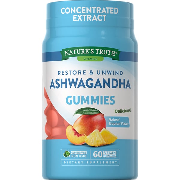 Vitamins & Supplements Nature's Truth Ashwagandha 500 MG, Vegan Gummies, Natural Tropical Flavor hero