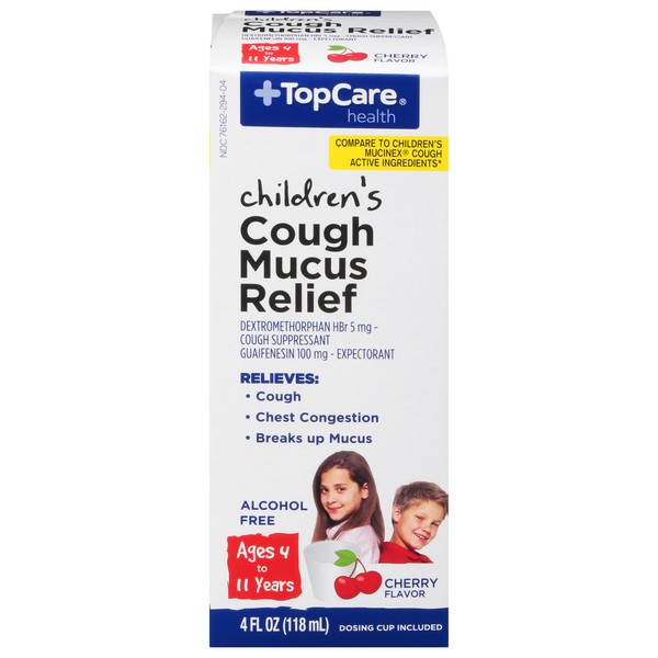 Cold, Flu & Allergy TopCare Cough Mucus Relief, Children's, Cherry Flavor hero