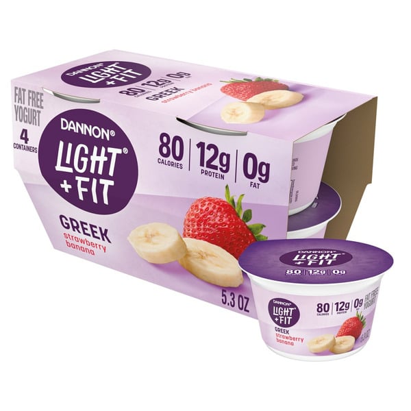 Yogurt Dannon Light + Fit Strawberry Banana Nonfat Yogurt hero