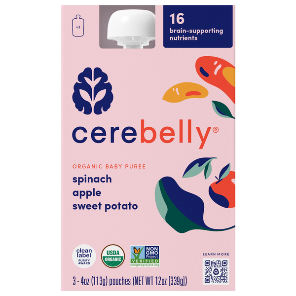 Baby Food & Formula Cerebelly Baby Puree, Organic, Spinach Apple Sweet Potato hero