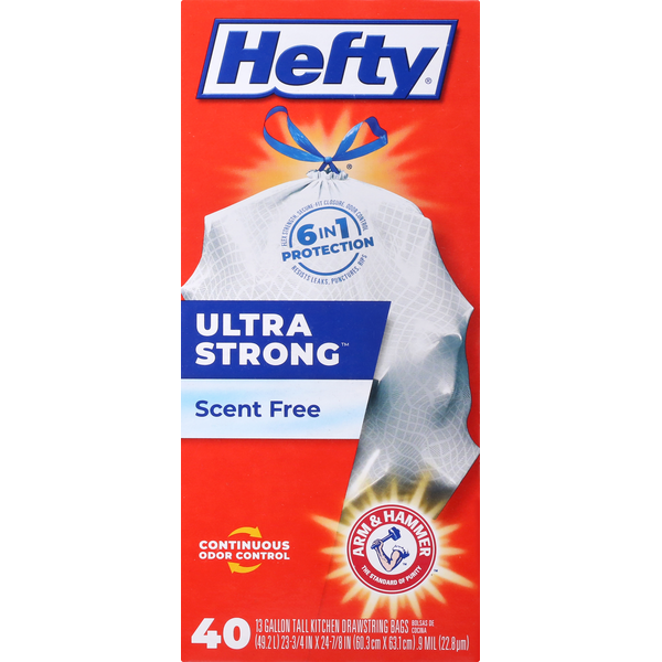 Trash Bags & Liners Hefty Scent Free Tall Drawstring Kitchen Bags hero