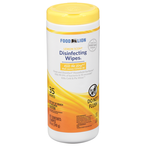 Cleaning Products Food Lion Wipes, Disinfecting, Lemon Scent hero