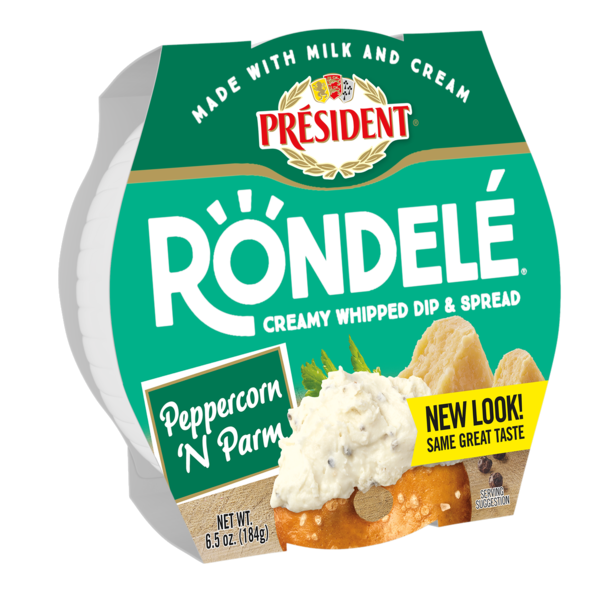 Specialty Cheeses Rondelé President Creamy Whipped Dip & Spread Cheese Peppercorn Parmesan hero