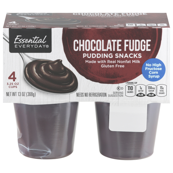 Refrigerated Pudding & Desserts Essential Everyday Pudding Snacks, Chocolate Fudge hero