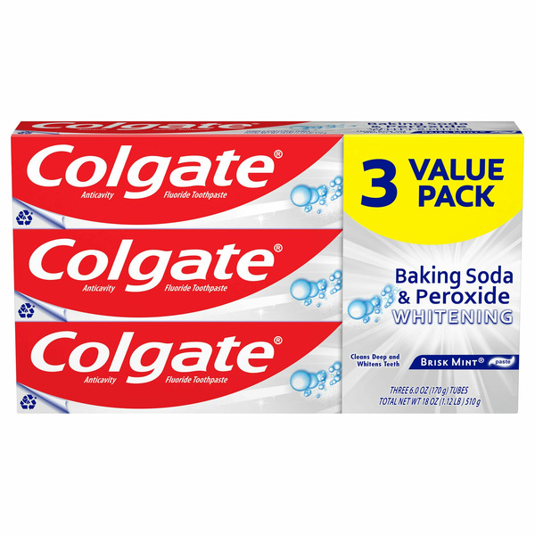 Oral Care Colgate Whitening Toothpaste, Baking Soda and Peroxide, Brisk Mint hero