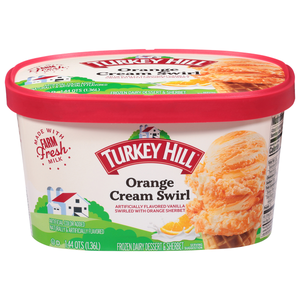 Ice Cream, Novelties & Ice Turkey Hill Frozen Dairy Dessert & Sherbet, Orange Cream Swirl hero