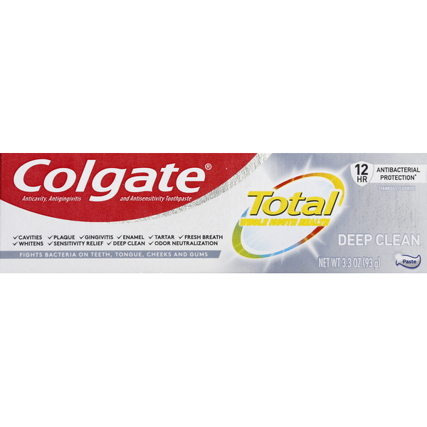 Oral Hygiene Colgate Toothpaste, Anticavity, Antigingivitis and Antisensitivity, Paste, Deep Clean, Total hero