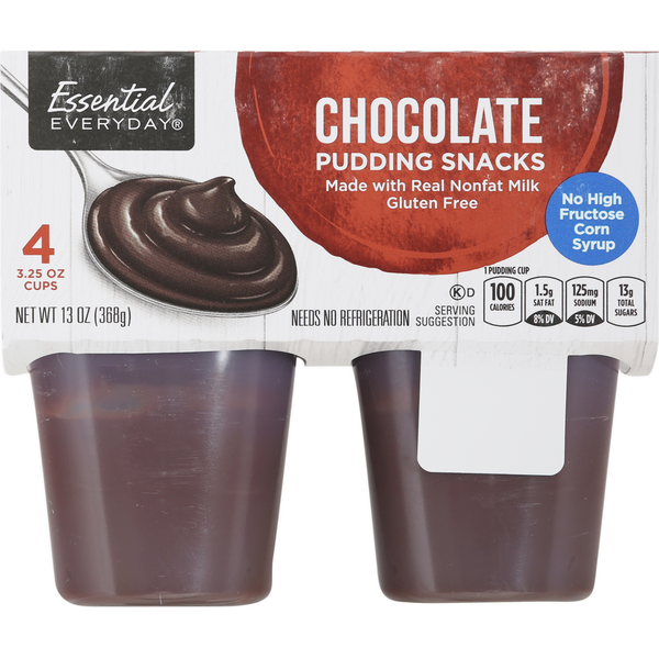 Refrigerated Pudding & Desserts Essential Everyday Pudding Snacks, Chocolate hero