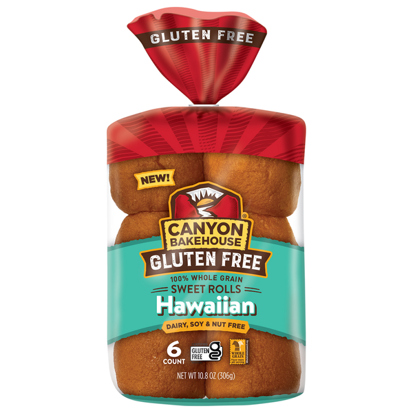 Frozen Breads & Doughs Canyon Bakehouse Sweet Rolls, Whole Grain, Gluten Free, Hawaiian hero