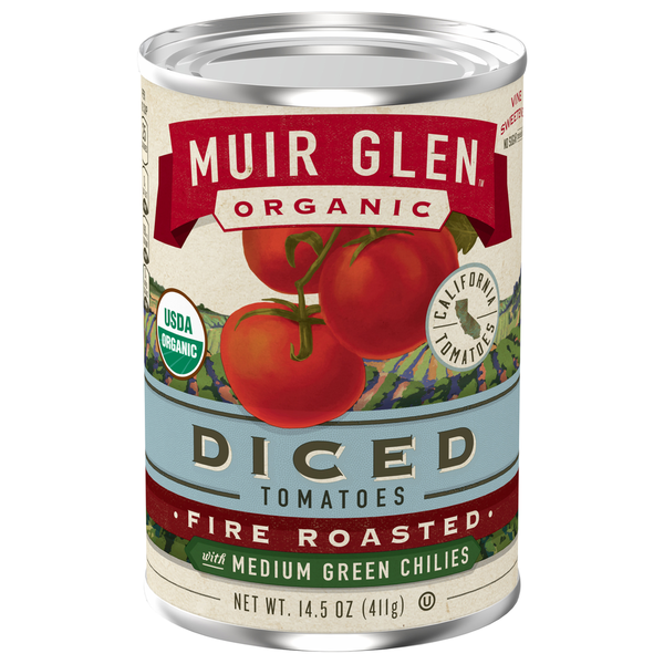 Pasta Sauce Muir Glen Tomatoes, Fire Roasted, Diced hero