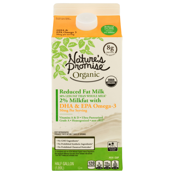 Milk, Soy & Lactose Free Nature's Promise Milk, Organic, Reduced Fat hero