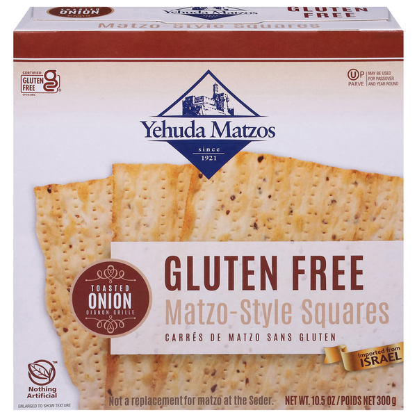 Kosher Foods Yehuda Matzo-Style Squares, Gluten Free, Toasted Onion hero