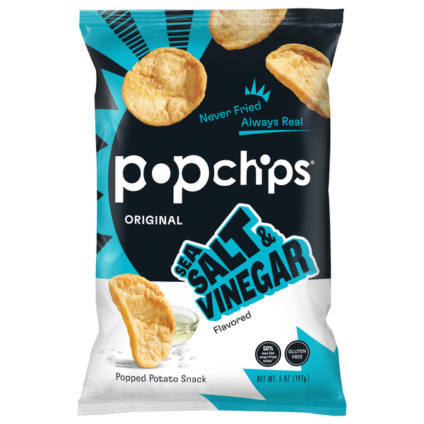 Chips & Pretzels popchips Popped Potato Snack, Original, Sea Salt & Vinegar hero