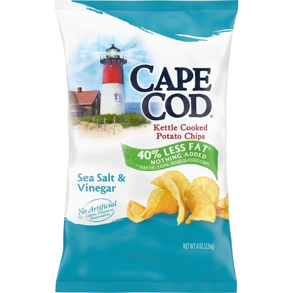 Chips & Pretzels Cape Cod Less Fat Sea Salt & Vinegar Kettle Cooked Potato Chips hero