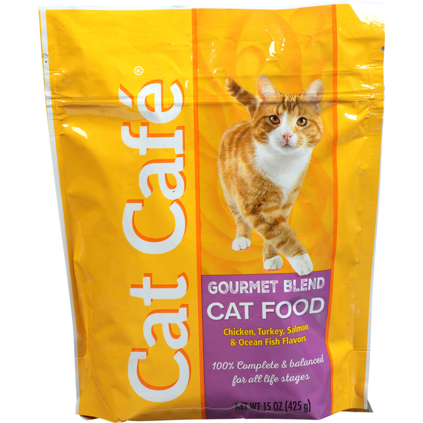 Cat Food & Care Cat Cafe Cat Food, Chicken, Turkey, Salmon & Ocean Fish Flavors, Gourmet Blend hero