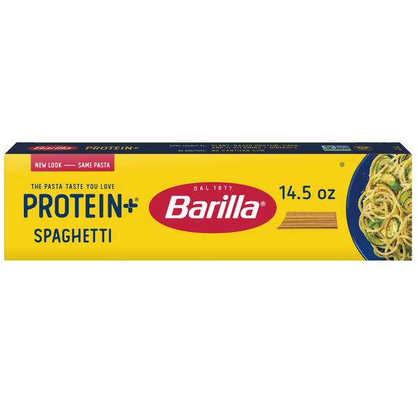 Dry Pasta Barilla Protein+ (Plus) Spaghetti Pasta - Plant Based Pasta - Made from Lentils, Chickpeas & Peas hero