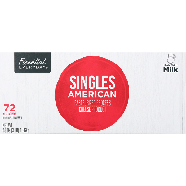 Packaged Cheese Essential Everyday Cheese Slices, American, Singles hero