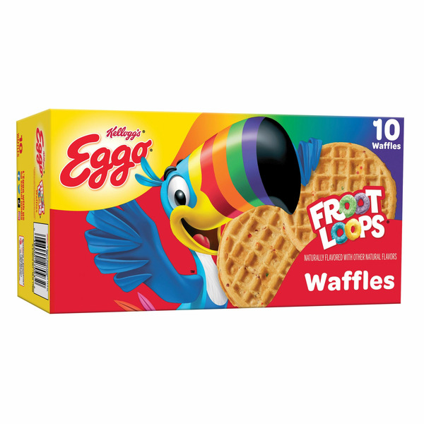 Hot Cereal & Pancake Mixes Kellogg’s Eggo Frozen Waffles, Resealable, Toaster Waffles, Froot Loops hero