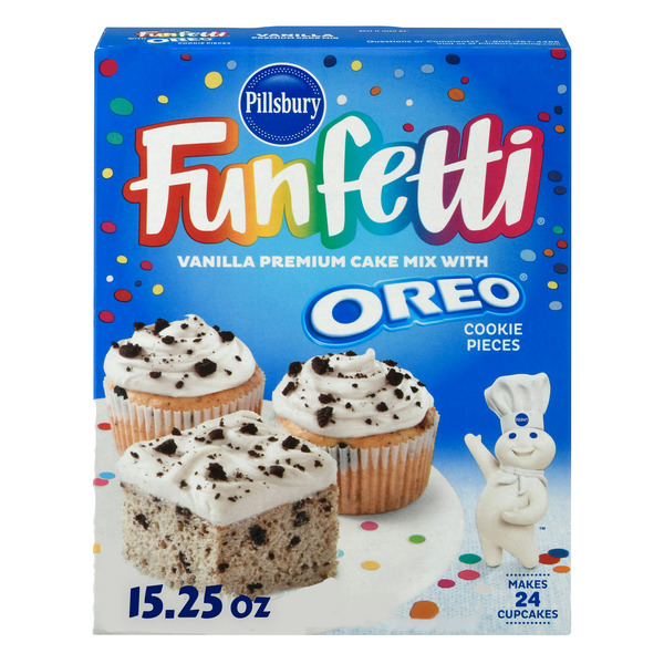 Bakery Desserts Pillsbury Funfetti Vanilla Cake Mix With Oreo Cookie Pieces hero