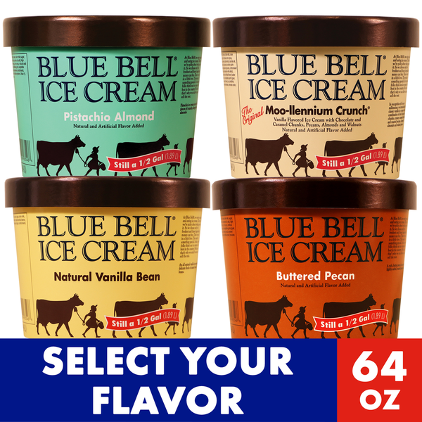 Ice Cream & Ice Blue Bell Brown Rim Ice Cream, Assorted Flavors hero