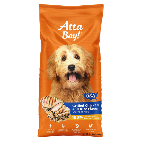 Dog Food & Care Atta Boy! Dog Food, Adult, Grilled Chicken and Rice Flavor hero