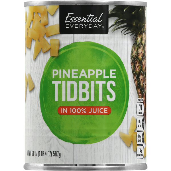 Canned Fruit & Applesauce Essential Everyday Pineapple, in 100% Juice, Tidbits hero