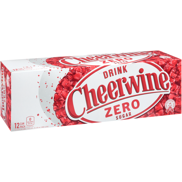 Soft Drinks Cheerwine Soda, Zero Sugar, 12 Pack hero