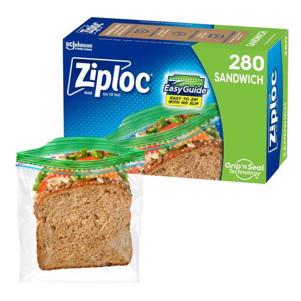 Food Storage Ziploc® Brand Sandwich Bags with EasyGuide™ hero