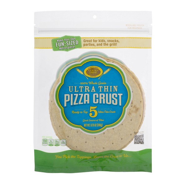 Tortillas & Flat Bread Golden Home Ultra Thin Pizza Crust 100% Whole Grain - 5 CT hero