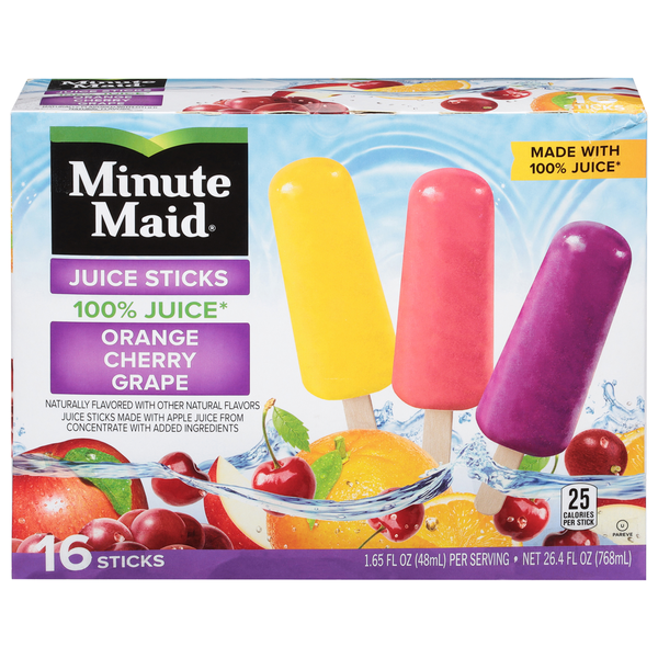 Ice Cream & Ice Minute Maid Orange Cherry Grape Juice Sticks hero