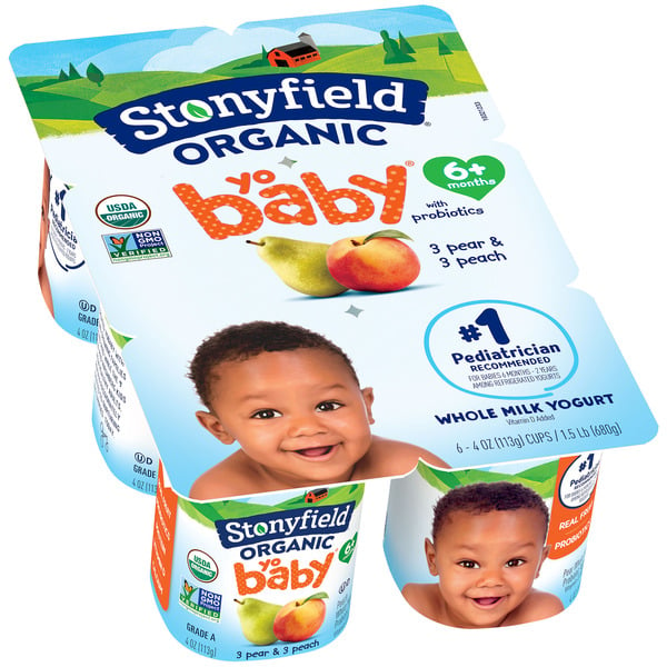 Yogurt Stonyfield Organic YoBaby Peach & Pear Whole Milk Organic Yogurt hero