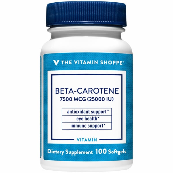 Vitamin A The Vitamin Shoppe Beta Carotene Antioxidant - 25,000 IU (100 Softgels) hero