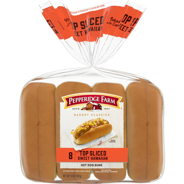 Conventional Breads (Grocery) Pepperidge Farm Top Sliced Sweet Hawaiian Hot Dog Buns hero