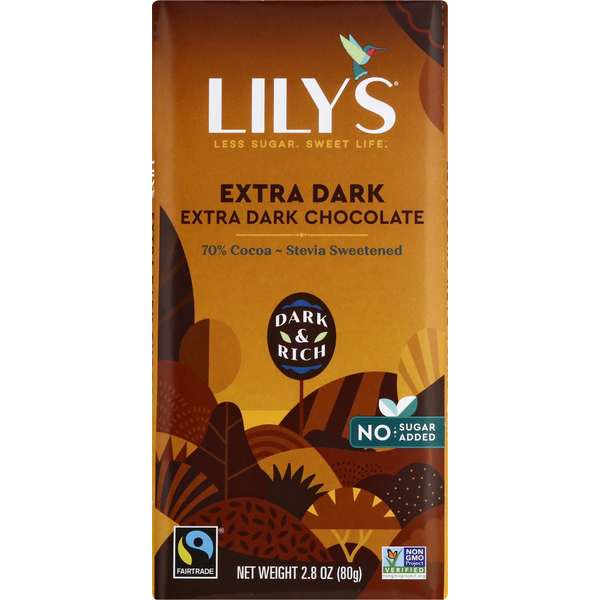 Candy & Chocolate Lily's Extra Dark Chocolate Style No Sugar Added Sweets hero