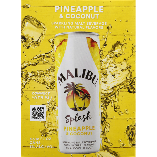 Beers & Coolers Malibu Malt Beverage, Sparkling, Pineapple & Coconut hero