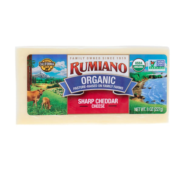 Specialty Cheeses Rumiano Cheese Company Organic Sharp Cheddar Bar, Vegetarian Cheese hero