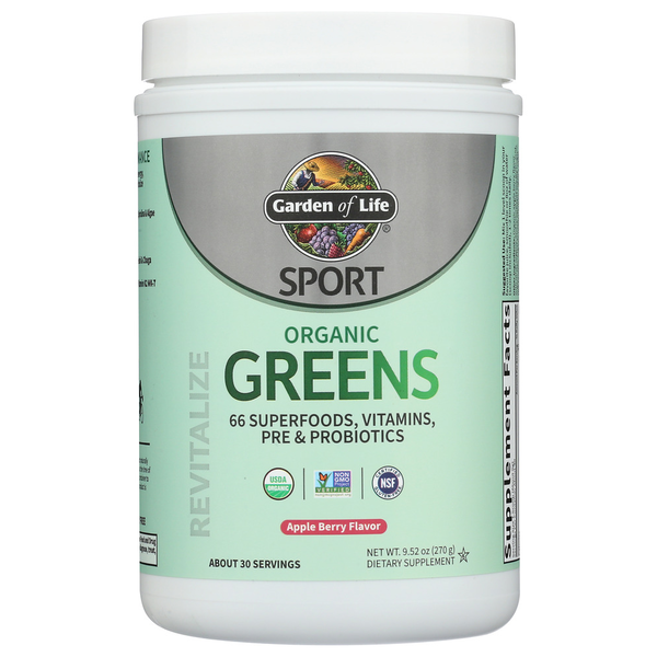 Garden of Life Organic Sport Greens Apple Berry hero