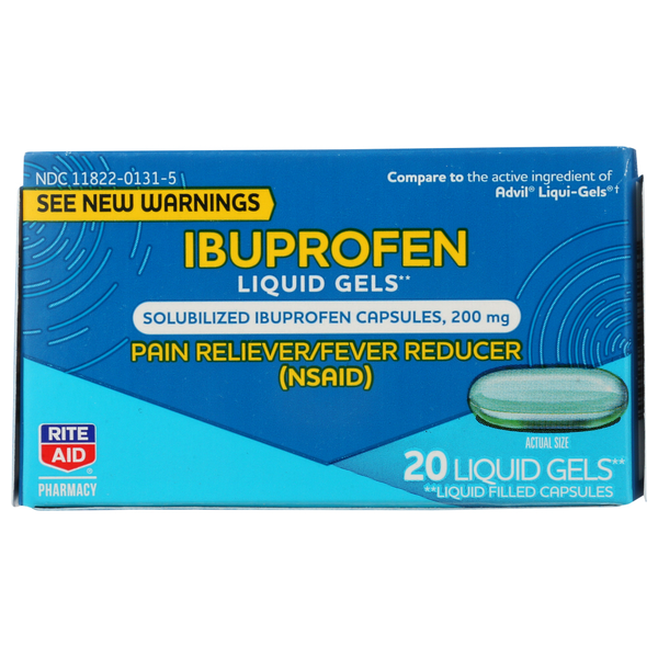 Pain & Fever Relief Rite Aid Ibuprofen 200Mg, 20 Liquid Gels hero