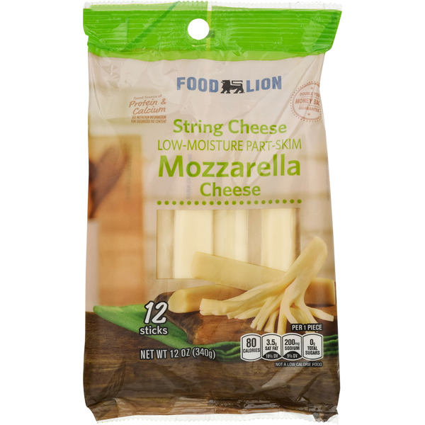 Packaged Cheese Food Lion Regular String Cheese Part Skim Mozzarella Cheese hero