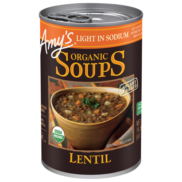 Soup, Stock & Broth Amy's Kitchen Light in Sodium Lentil Soup hero