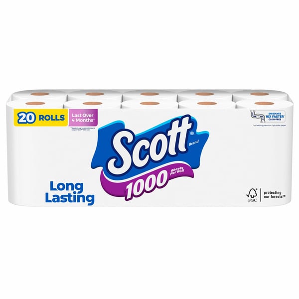 Paper Goods Scott 1000 Toilet Paper, Septic-Safe, Toilet Tissue hero